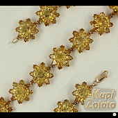 Объемный золотой браслет Цветы с цитринами