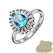 Серебряное кольцо с голубым фианитом