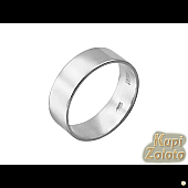 Широкое обручальное кольцо из белого золота ширина 6 мм