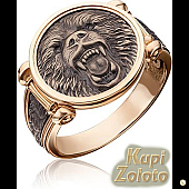 Золотое мужское кольцо "Медведь"