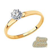 помолвочное кольцо из золота с одним фианитом