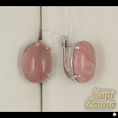 Серебряные серьги с розовым халцедоном