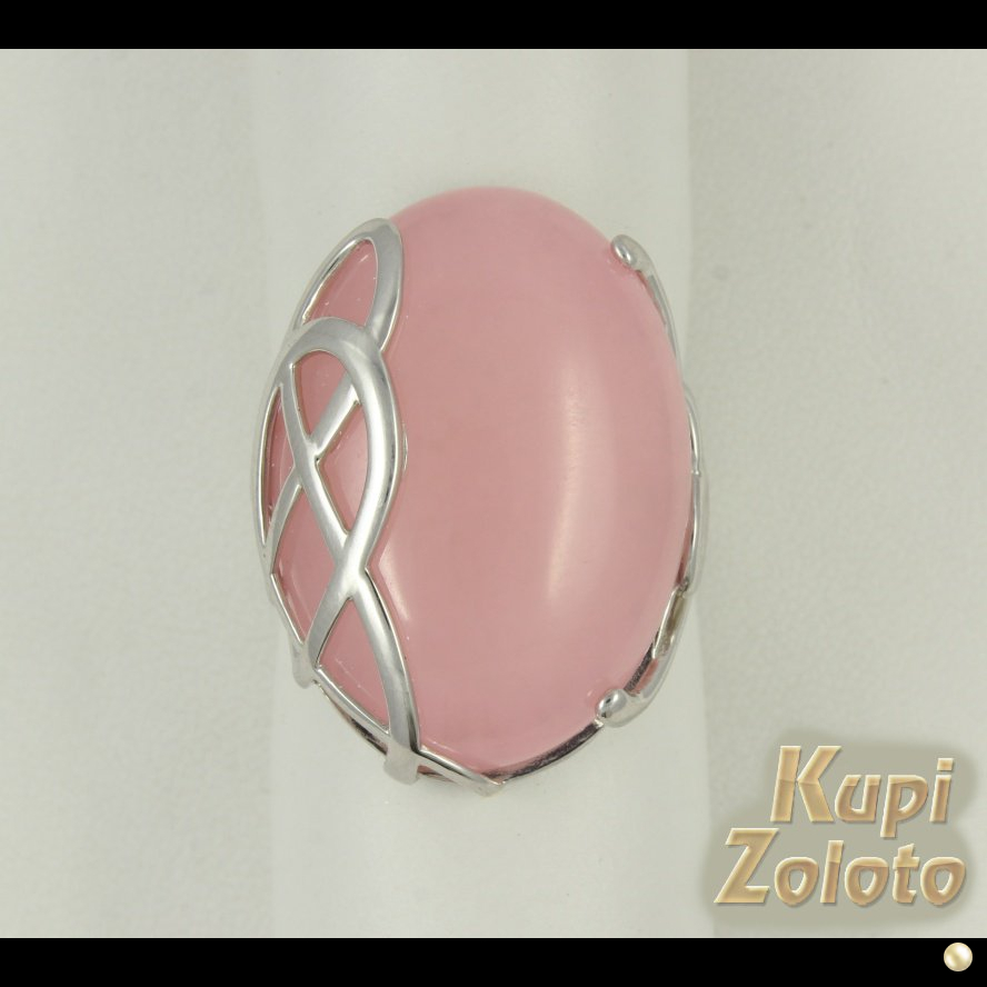Кольцо из серебра  с розовым кварцем