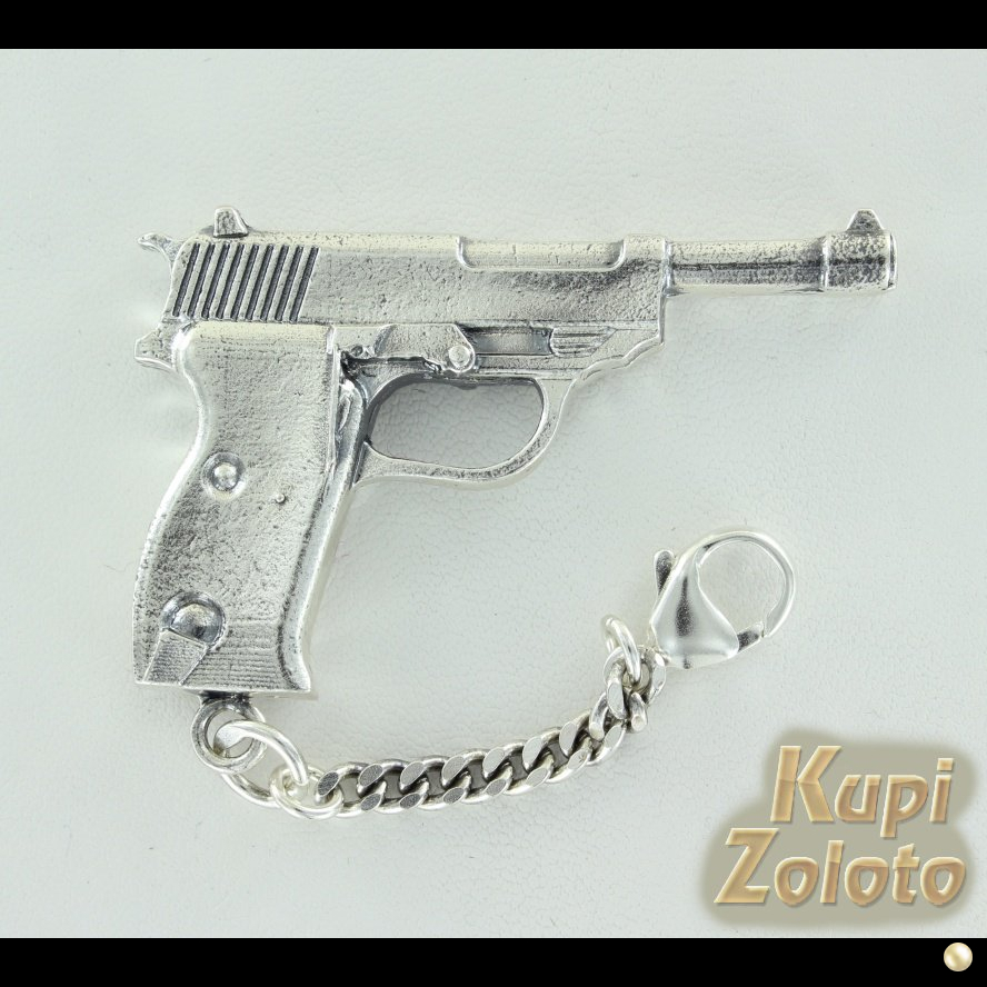 Серебряный брелок для ключей "Револьвер"