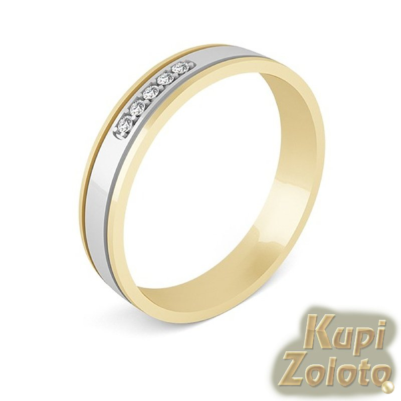 Обручальное кольцо из коминированного золота с бриллиантами
