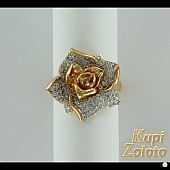 Золотое кольцо с фианитами "Роза"