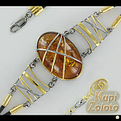 Серебряный комплект  браслет с янтарем в сочетании с изделием Серебряный браслет с янтарем Фото