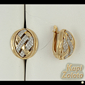 Золотой комплект  Серёжки с фианитами в сочетании с изделием Золотое кольцо с фианитами Фото