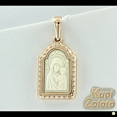 Золотая икона Божией Матери "Казанская" с бивнем мамонта (слоновая кость)