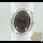 Серебряное кольцо с раухтопазом и фианитами