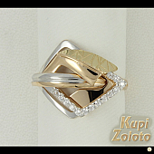 Золотой комплект  Перстень с фианитами в сочетании с изделием Золотое кольцо с фианитами Фото