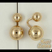 Золотой комплект  двухсторонние Серёжки шарики в сочетании с изделием Золотое кольцо с двумя золотыми шариками Фото