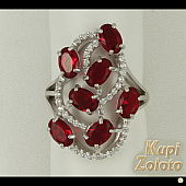 Серебряный комплект  Перстень с рубиновыми корундами в сочетании с изделием Серебряное кольцо с рубиновыми корундами Фото