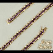 Золотой комплект  браслет с аметистами в сочетании с изделием Золотой браслет с аметистами Фото