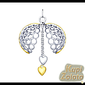 Раскрывающаяся серебряная подвеска «Два сердца»