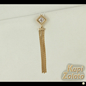 Золотой комплект  Кулон с цепочками и цирконом в сочетании с изделием Серьги с цепочками Фото