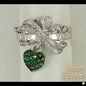 Серебряный комплект Перстень  с зеленымм кварцем в сочетании с изделием Кольцо из серебра с зеленымм кварцем Фото