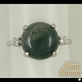Серебряный комплект Перстень с моховым агатом в сочетании с изделием Серебряные серьги с моховым агатом Фото