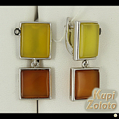 Серебряный комплект  Серёжки в сочетании с изделием Серебряное кольцо с квадратным агатом Фото