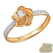 Золотой комплект Перстень  с фианитами в сочетании с изделием Кольцо из золота с фианитами Фото