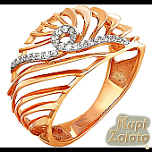 Золотой комплект  Перстень с фианитами в сочетании с изделием Золотые серьги с фианитами Фото