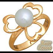 Золотой комплект  Перстень с жемчугом в сочетании с изделием Золотая подвеска с жемчужиной Фото