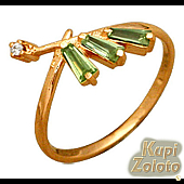 Золотой комплект  Перстень с хризолитами в сочетании с изделием Золотое кольцо с хризолитами Фото