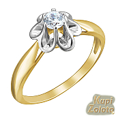 Золотой комплект  Перстень с фианитом в сочетании с изделием Золотое кольцо с фианитом Фото