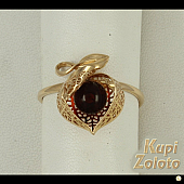 Золотое кольцо с янтарем "Физалис"