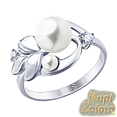 Серебряный комплект Перстень  с жемчугом в сочетании с изделием Кольцо из серебра с жемчугом Фото