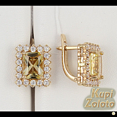 Золотой комплект  Серёжки с цитрином в сочетании с изделием Золотое кольцо с цитрином Фото