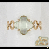 Золотой комплект  Перстень с зеленым аметистом в сочетании с изделием Золотое кольцо с зеленым аметистом Фото