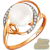 Золотой комплект  Перстень с жемчугом в сочетании с изделием Золотое кольцо с жемчугом Фото