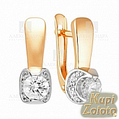 Золотой комплект  Серёжки в сочетании с изделием Помолвочное золотое кольцо с камнем Фото