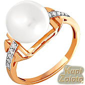 Золотой комплект  Перстень с жемчугом в сочетании с изделием Золотая подвеска с жемчугом Фото