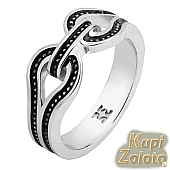 Серебряный комплект Перстень с эмалью в сочетании с изделием Стильное кольцо с эмалью Фото