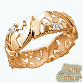 Золотой комплект  Перстень с фианитами в сочетании с изделием Золотые серьги с фианитом Фото