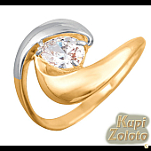 Позолоченное кольцо с кристаллом Сваровски