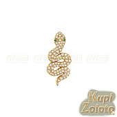 Кулон-змейка из красного золота с фианитами