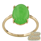 Золотой комплект  Перстень с зеленым агатом в сочетании с изделием Золотое кольцо с зеленым агатом Фото