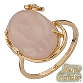 Золотой комплект Перстень с розовым кварцем в сочетании с изделием Золотая подвеска с розовым кварцем Фото