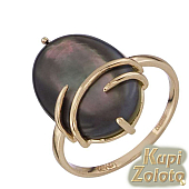 Золотой комплект  Перстень с черным перламутром в сочетании с изделием Золотое кольцо с черным перламутром Фото