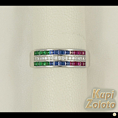 Серебряный комплект  Перстень с разноцветными фианитами в сочетании с изделием Серебряное кольцо с разноцветными фианитами Фото