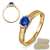 Золотой комплект  Перстень с сапфиром в сочетании с изделием Золотое кольцо с сапфиром Фото