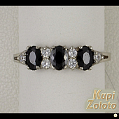 Серебряный комплект Перстень  с черными и белыми фианитами в сочетании с изделием Кольцо из серебра с черными и белыми фианитами Фото