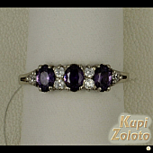 Серебряный комплект  Перстень с фиолетовыми фианитами в сочетании с изделием Серебряное кольцо с фиолетовыми фианитами Фото