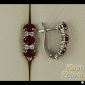 Серебряный комплект Серёжки  с розовыми фианитами в сочетании с изделием Серебряное кольцо с рубиновыми фианитами Фото