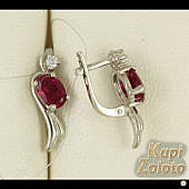 Серебряный комплект  Серёжки с рубиноыми фианитами в сочетании с изделием Кольцо из серебра с розовым фианитом Фото