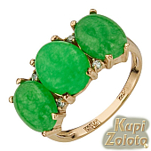 Кольцо из золота с зелеными агатами