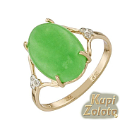 Золотое кольцо с зеленым агатом